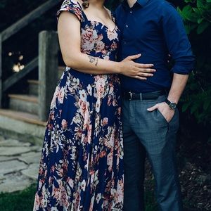 Kleinfield Bridesmaid Dress in Navy Floral Print